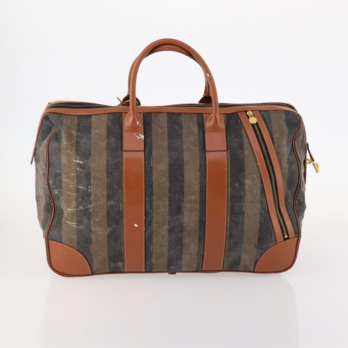 FENDI Pecan Canvas Bag Coated Canvas 4 Set Black Brown white Auth bs33838