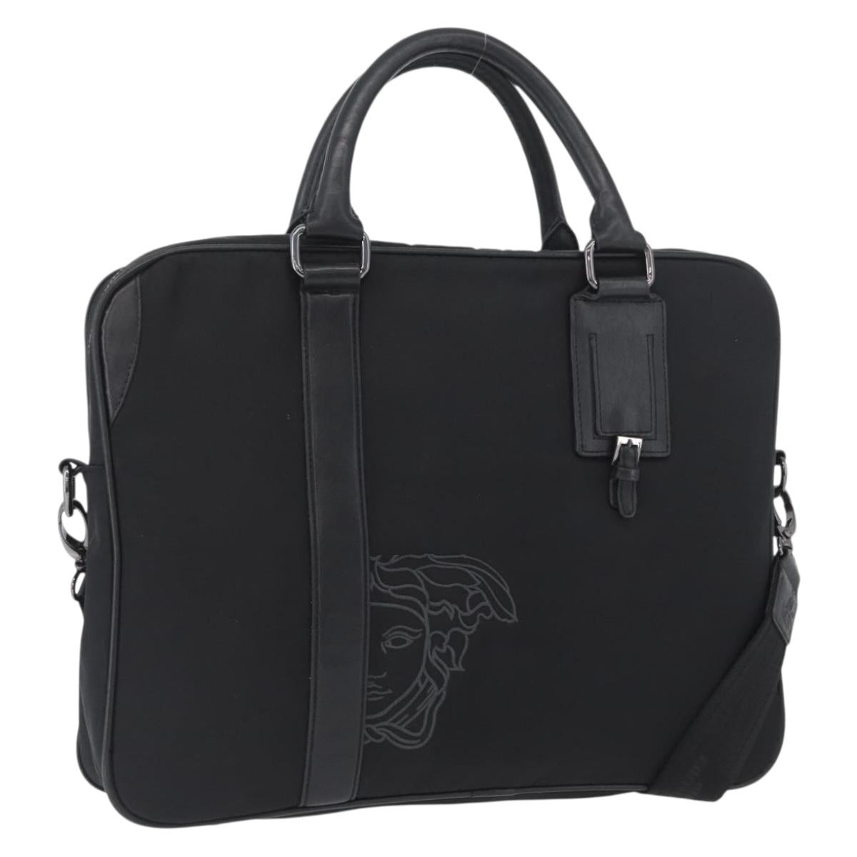VERSACE Hand Bag Nylon 2way Black Auth bs33839