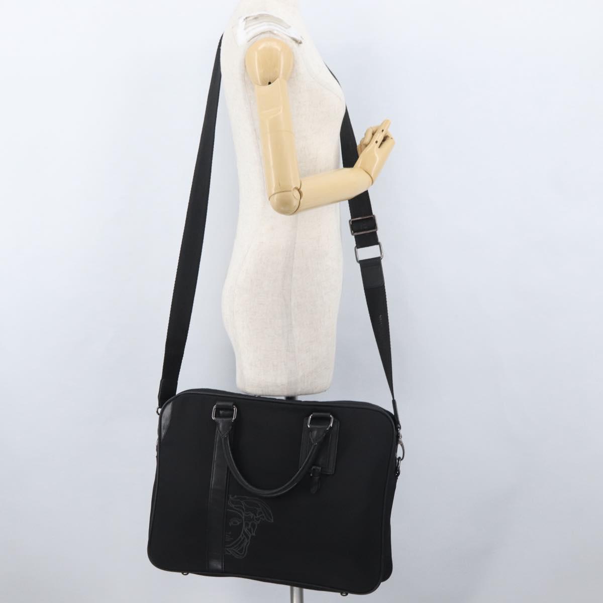 VERSACE Hand Bag Nylon 2way Black Auth bs33839