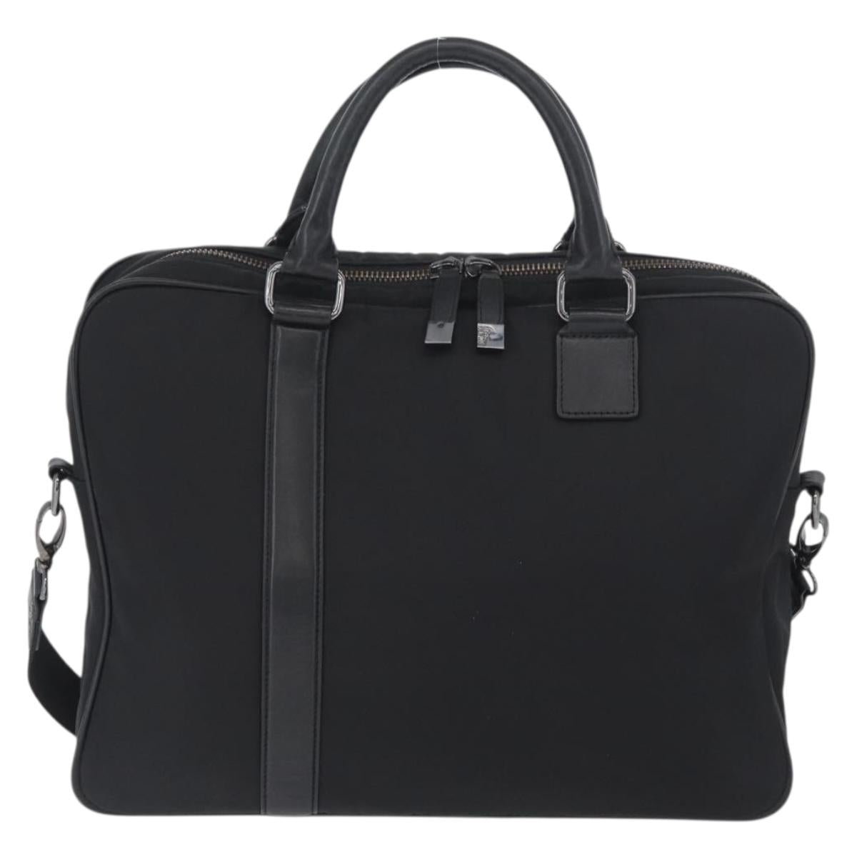 VERSACE Hand Bag Nylon 2way Black Auth bs33839
