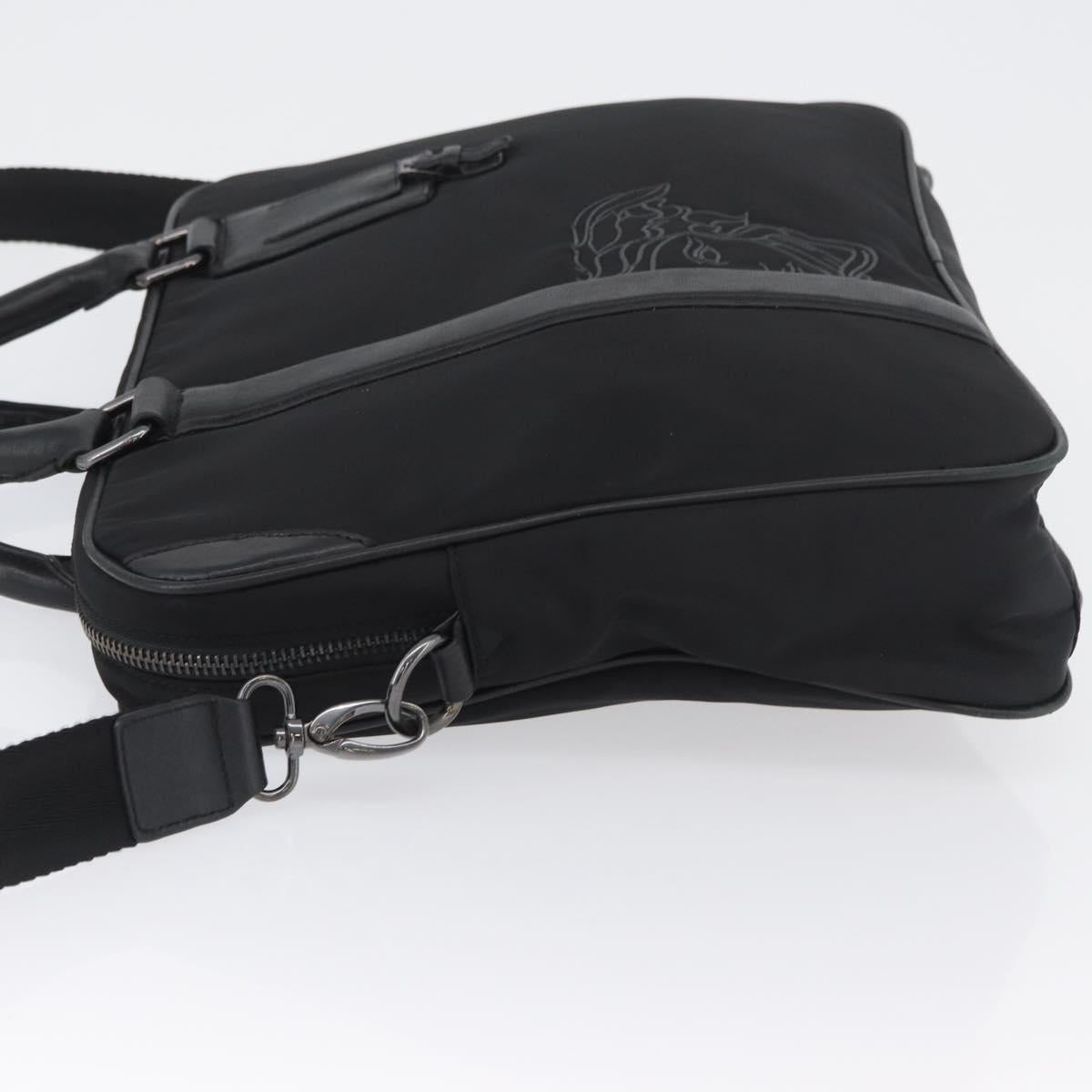 VERSACE Hand Bag Nylon 2way Black Auth bs33839