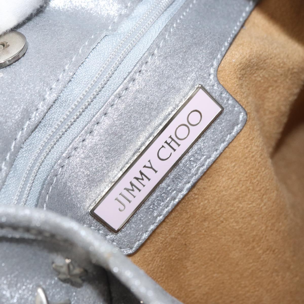 Jimmy Choo Tote Bag Suede Silver Auth bs33845