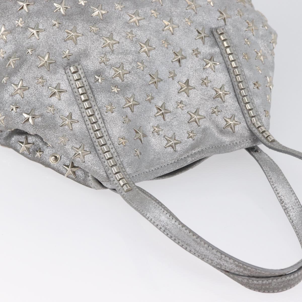 Jimmy Choo Tote Bag Suede Silver Auth bs33845