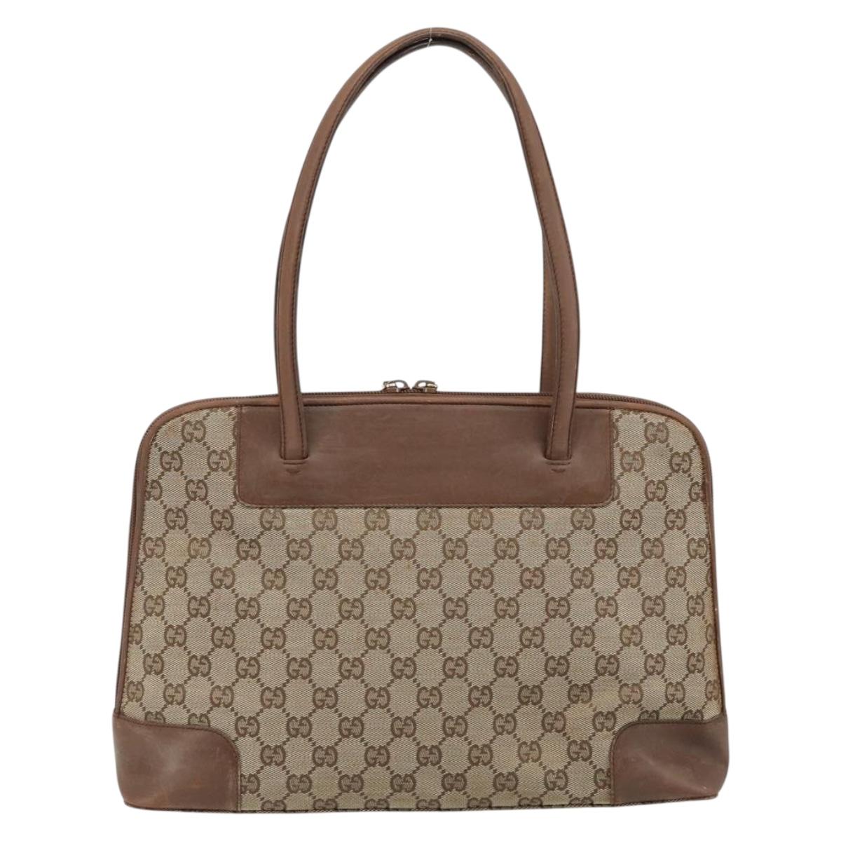 GUCCI GG Canvas Hand Bag Beige Gold 002 1122 2684 Auth bs33846