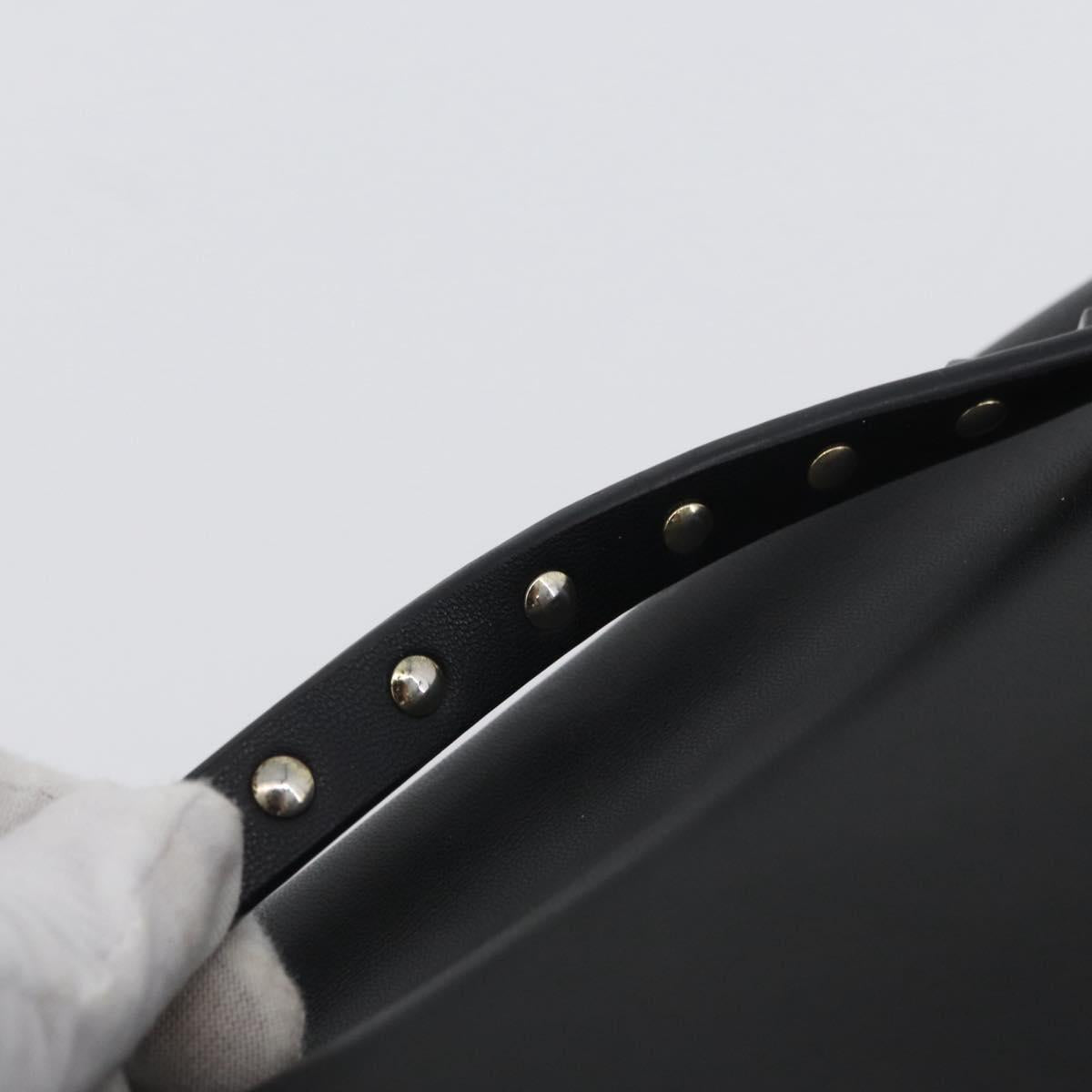 VALENTINO Clutch Bag Leather Black Auth bs33847