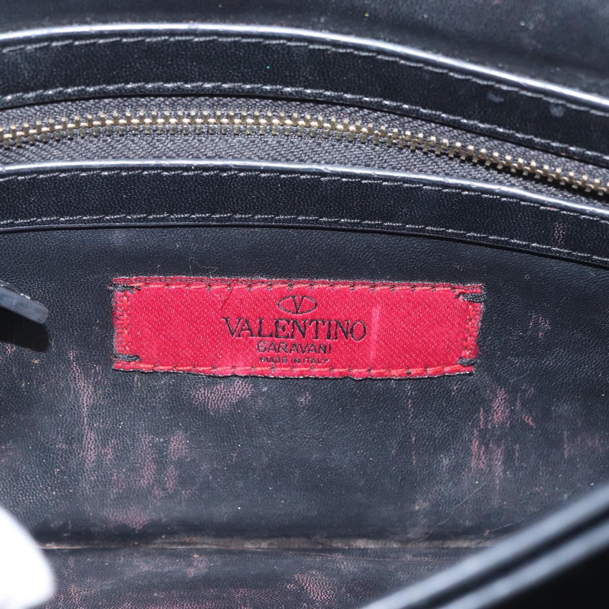 VALENTINO Clutch Bag Leather Black Auth bs33847