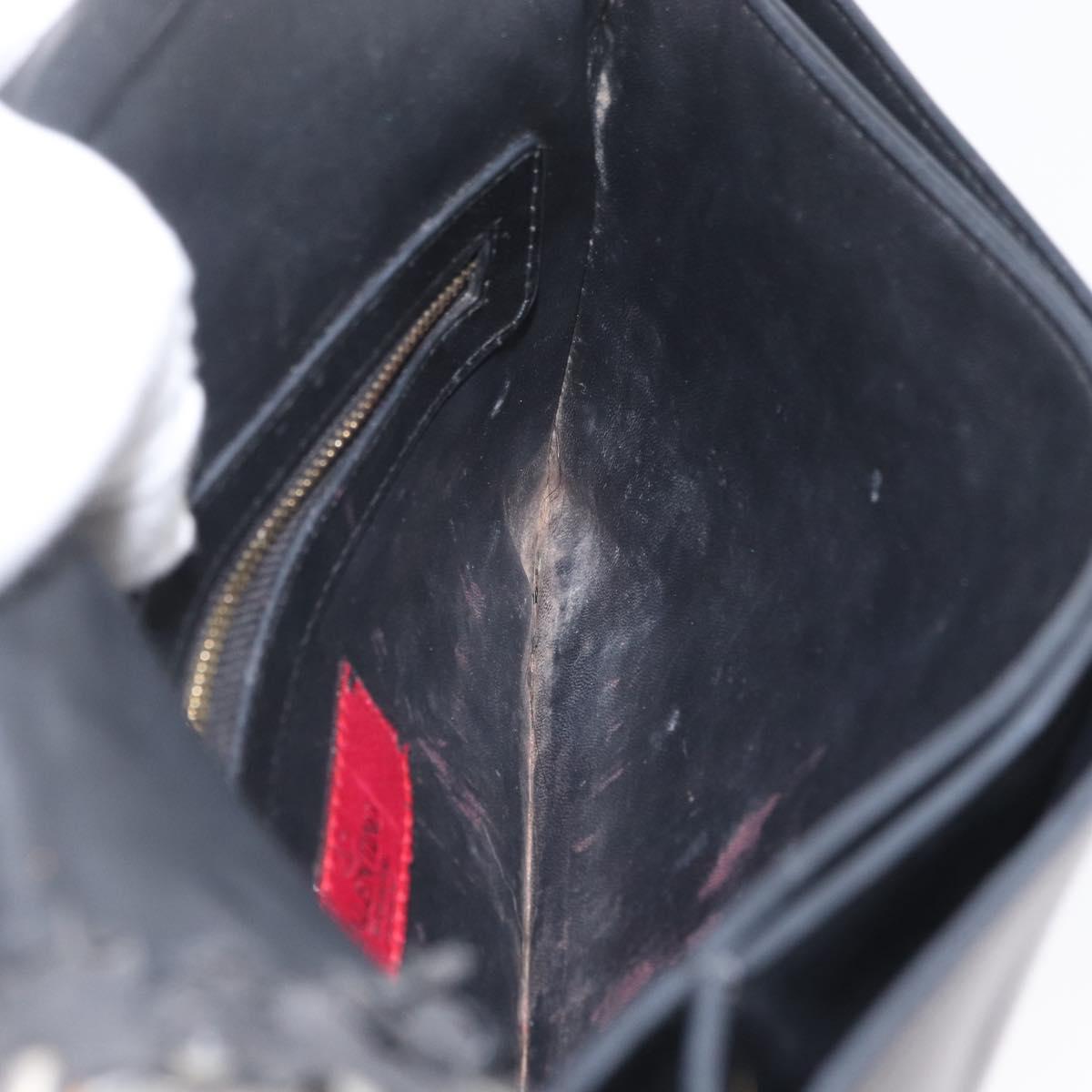VALENTINO Clutch Bag Leather Black Auth bs33847