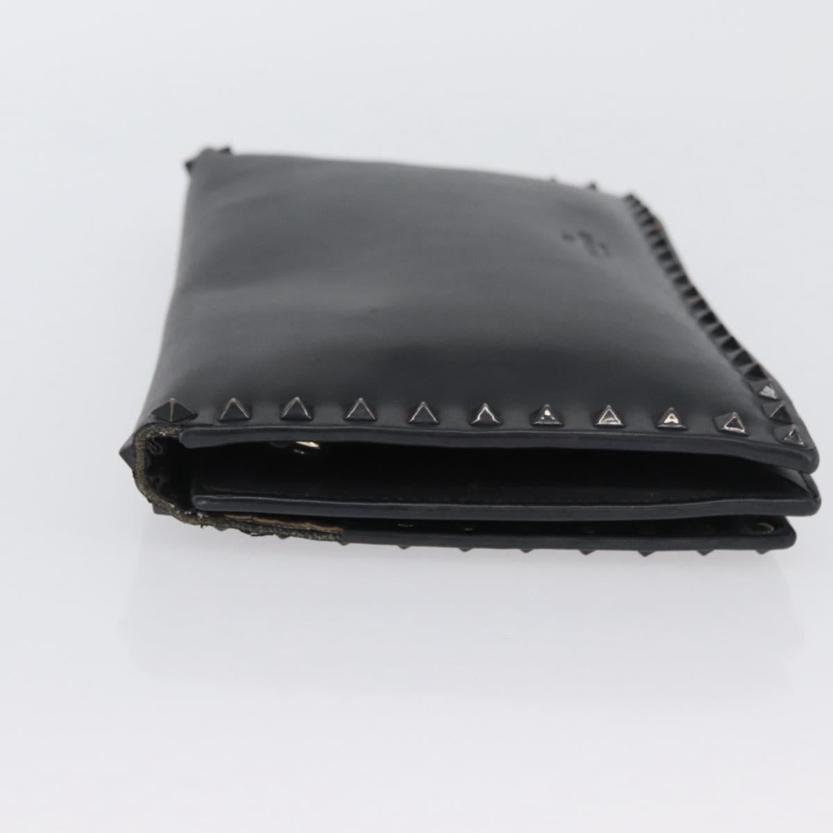 VALENTINO Clutch Bag Leather Black Auth bs33847