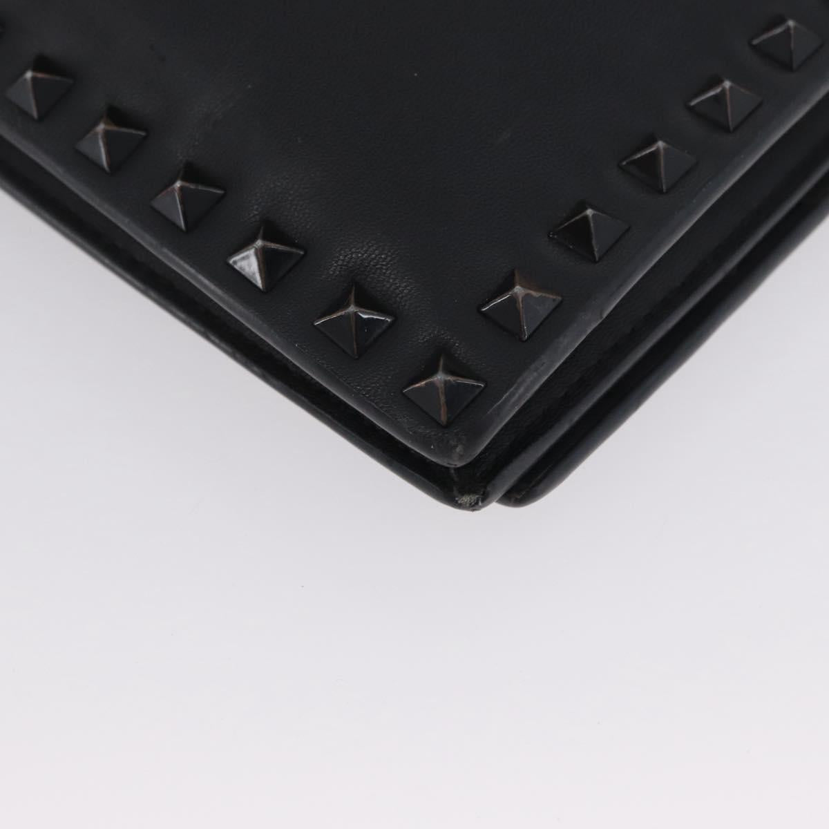 VALENTINO Clutch Bag Leather Black Auth bs33847