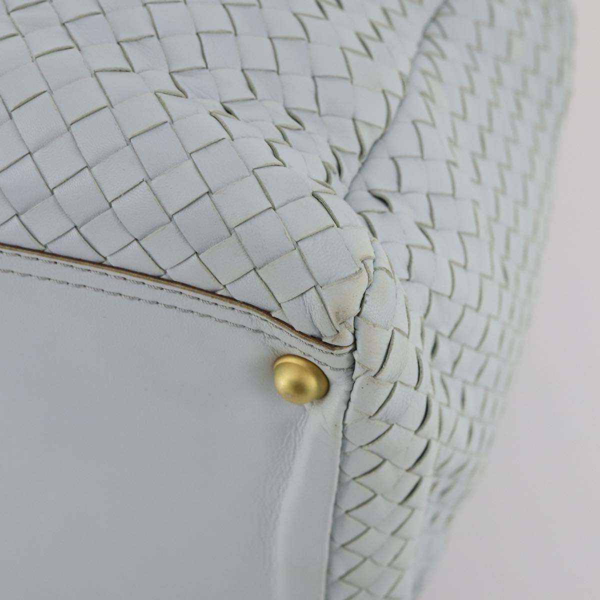 BOTTEGA VENETA INTRECCIATO Boston Bag Leather Light Blue Gold Auth bs33848