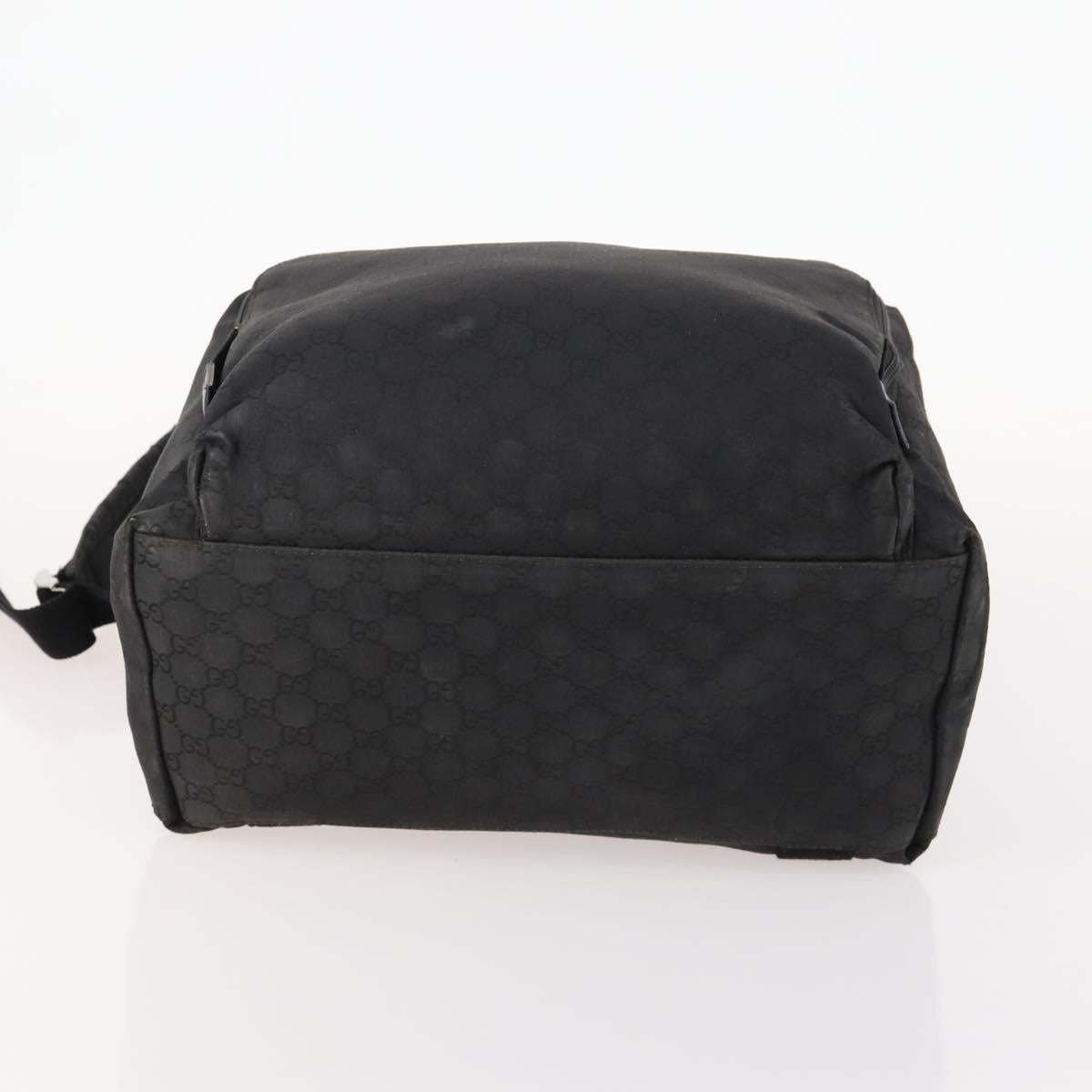 GUCCI GG Canvas Backpack Nylon Black Silver 179606 Auth bs33851