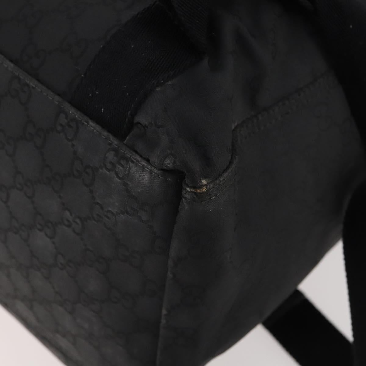GUCCI GG Canvas Backpack Nylon Black Silver 179606 Auth bs33851