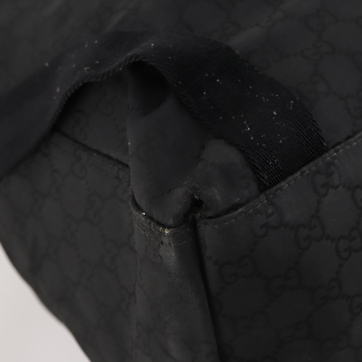 GUCCI GG Canvas Backpack Nylon Black Silver 179606 Auth bs33851
