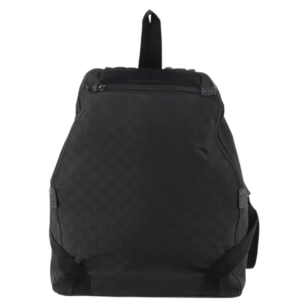 GUCCI GG Canvas Backpack Nylon Black Silver 179606 Auth bs33851