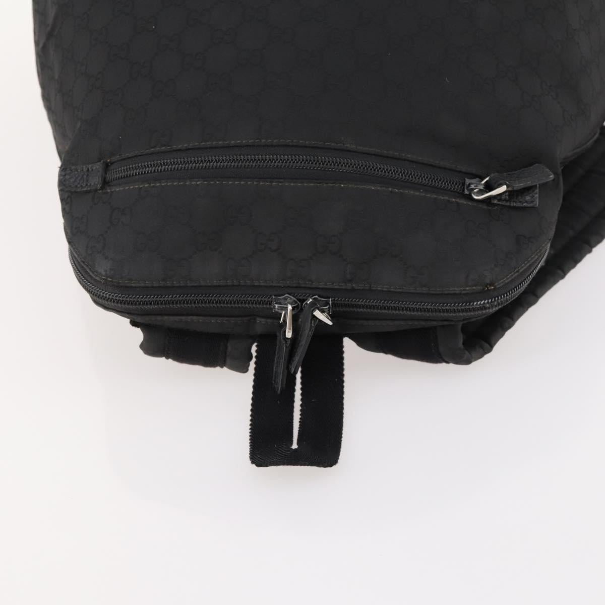 GUCCI GG Canvas Backpack Nylon Black Silver 179606 Auth bs33851