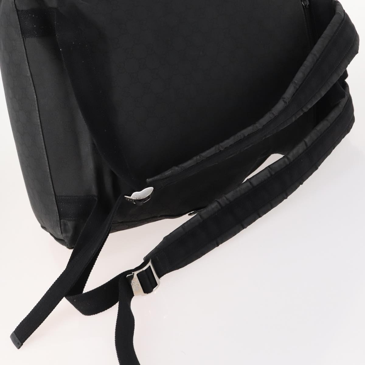GUCCI GG Canvas Backpack Nylon Black Silver 179606 Auth bs33851
