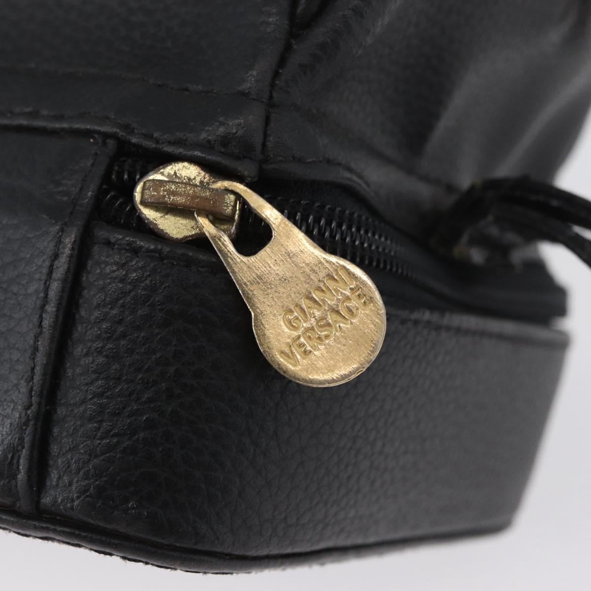 Gianni Versace Clutch Bag Leather Black Gold Auth bs33853