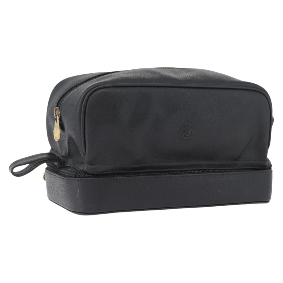Gianni Versace Clutch Bag Leather Black Gold Auth bs33853