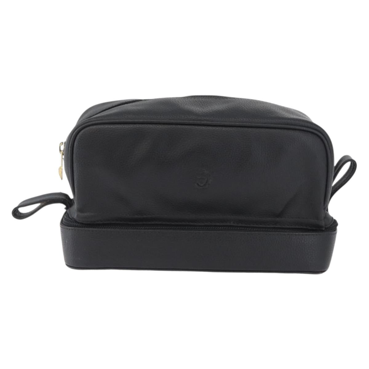 Gianni Versace Clutch Bag Leather Black Gold Auth bs33853
