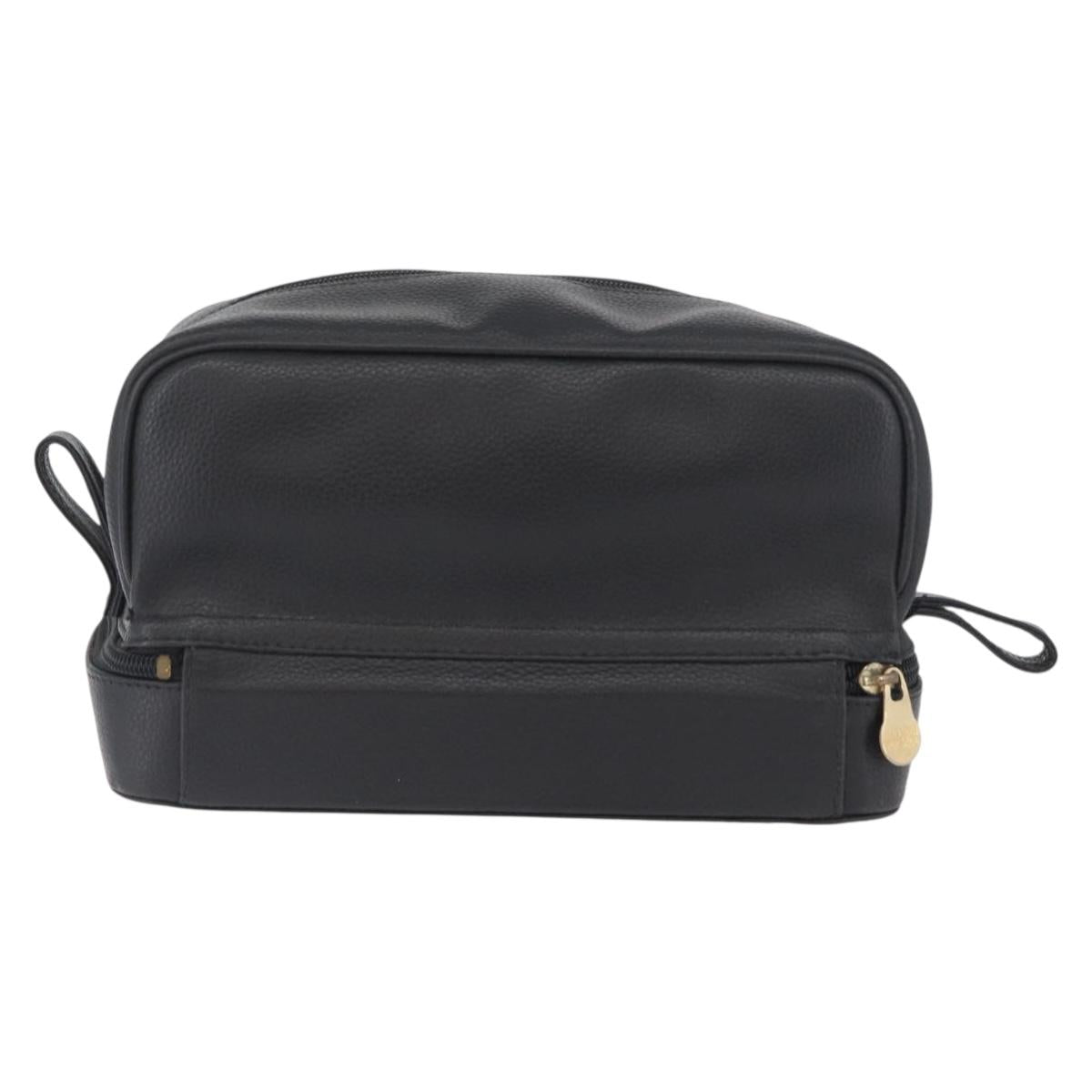 Gianni Versace Clutch Bag Leather Black Gold Auth bs33853