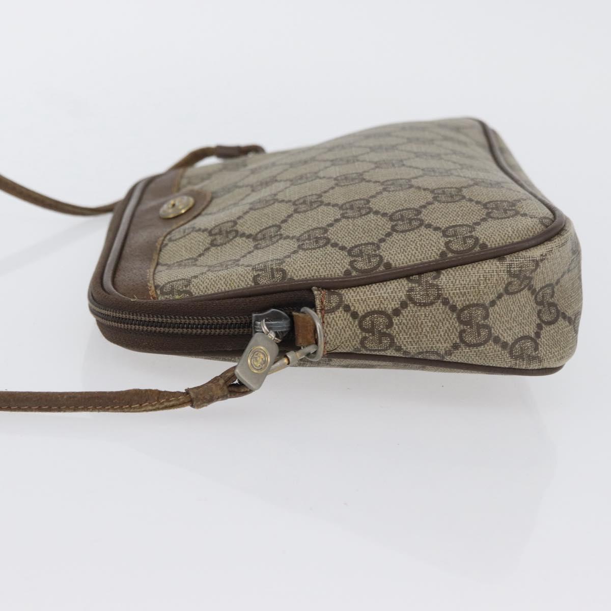 GUCCI GG Supreme Shoulder Bag PVC Beige Gold 97 02 068 Auth bs33854