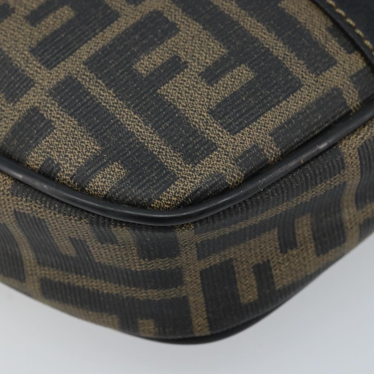 FENDI Zucca Canvas Shoulder Bag Brown Black Auth bs33858