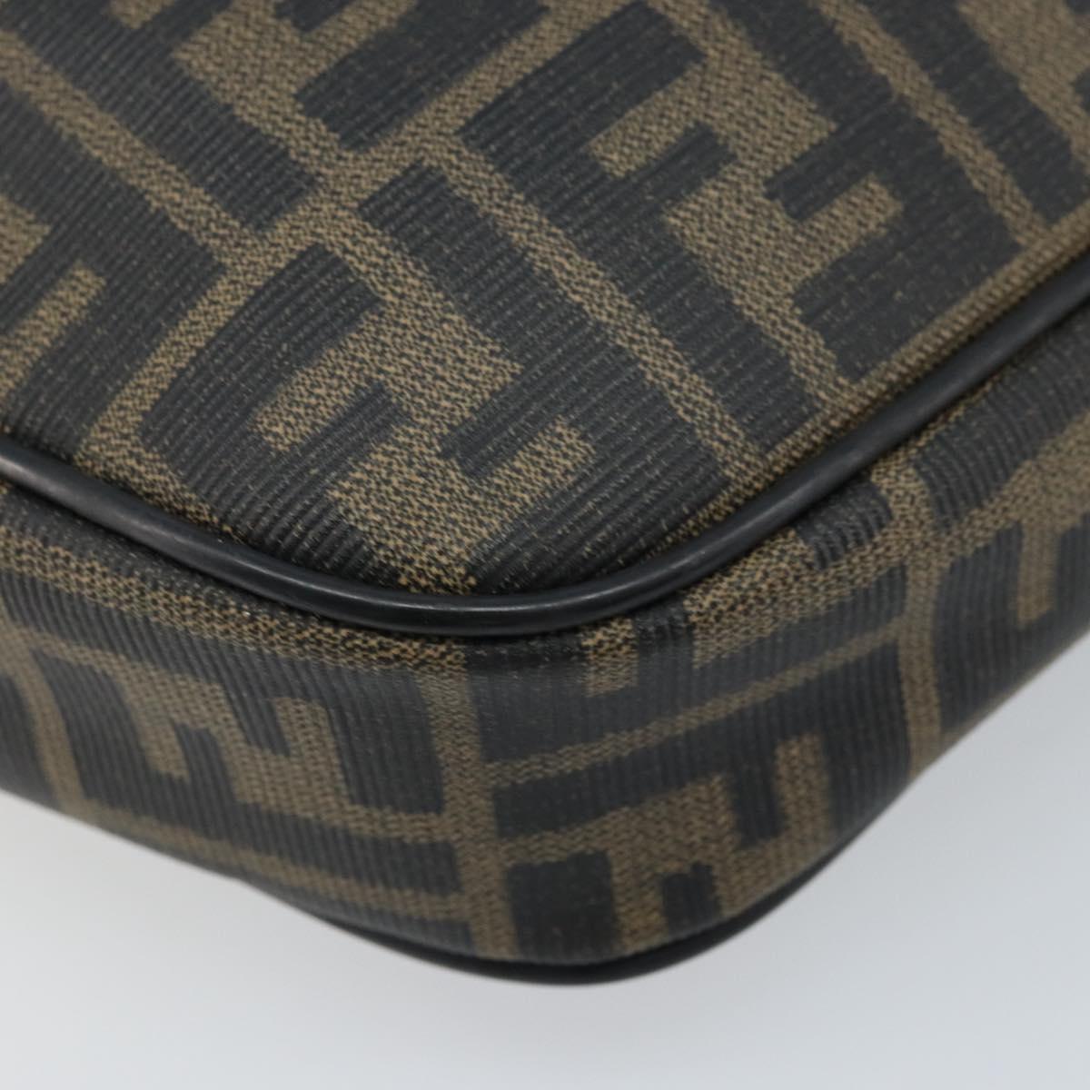 FENDI Zucca Canvas Shoulder Bag Brown Black Auth bs33858