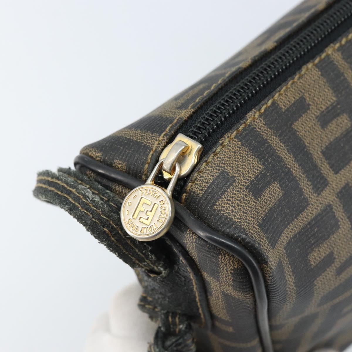 FENDI Zucca Canvas Shoulder Bag Brown Black Auth bs33858