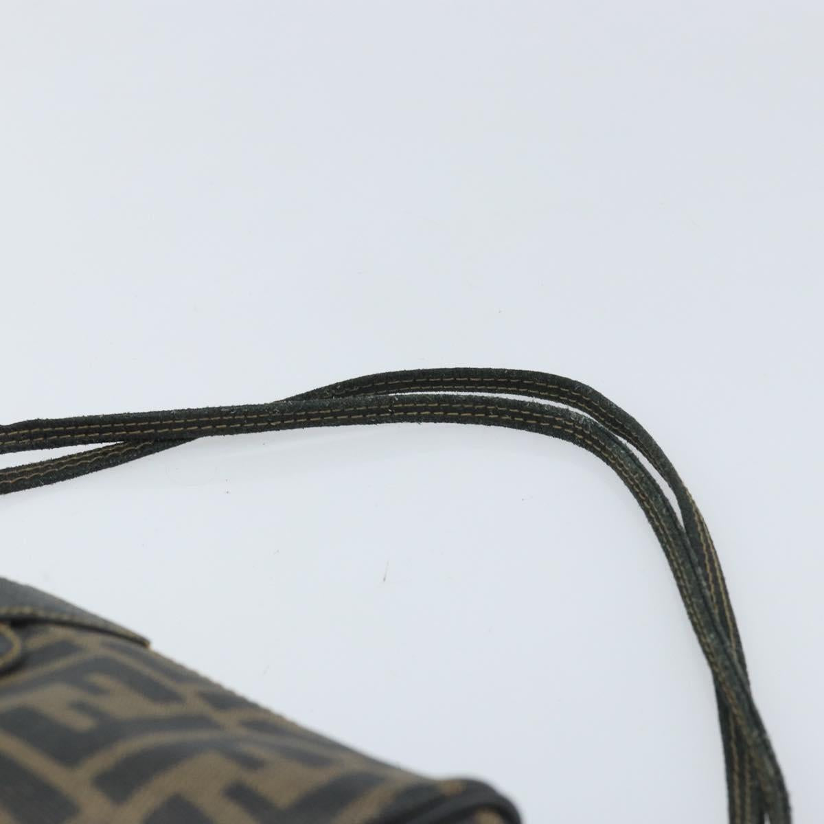 FENDI Zucca Canvas Shoulder Bag Brown Black Auth bs33858