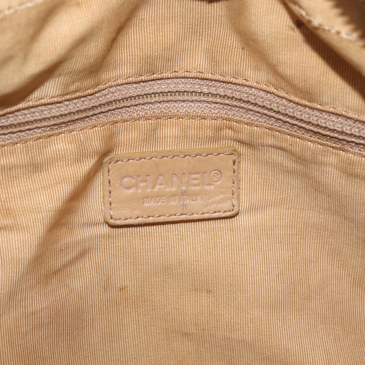CHANEL Wild Stitch Hand Bag Leather Beige CC Auth bs33863