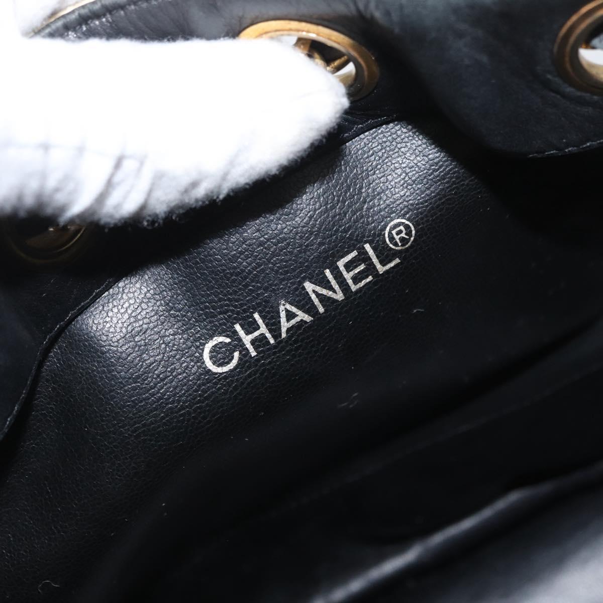 CHANEL Chain Shoulder Bag Leather Black White CC Auth bs33864