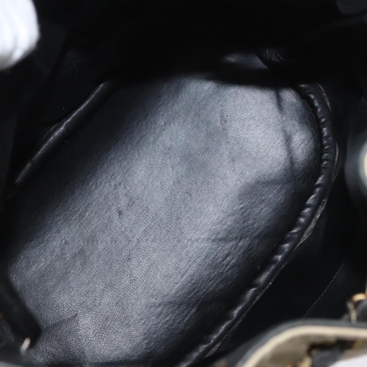 CHANEL Chain Shoulder Bag Leather Black White CC Auth bs33864