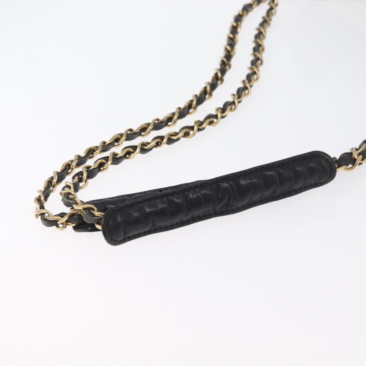 CHANEL Chain Shoulder Bag Leather Black White CC Auth bs33864