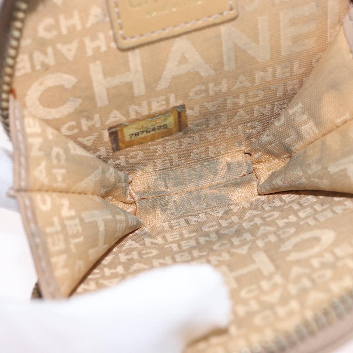 CHANEL Coin Purse Lamb Skin Beige Gold CC Auth bs33865