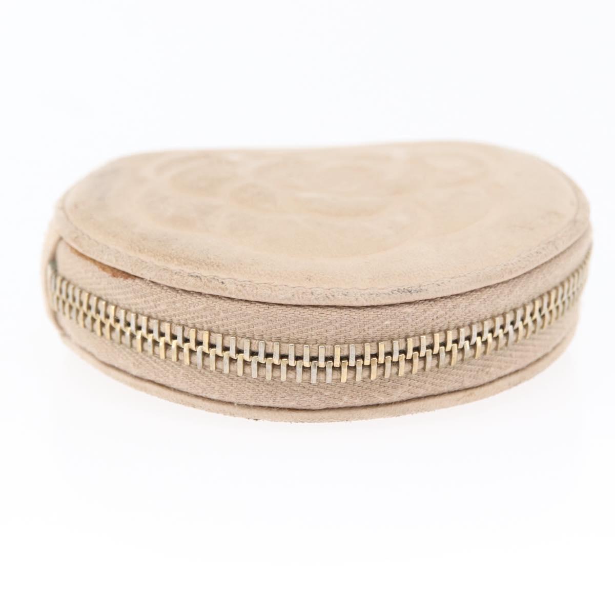 CHANEL Coin Purse Lamb Skin Beige Gold CC Auth bs33865