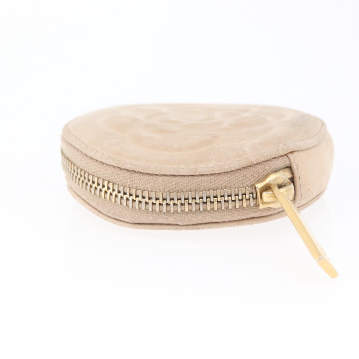 CHANEL Coin Purse Lamb Skin Beige Gold CC Auth bs33865