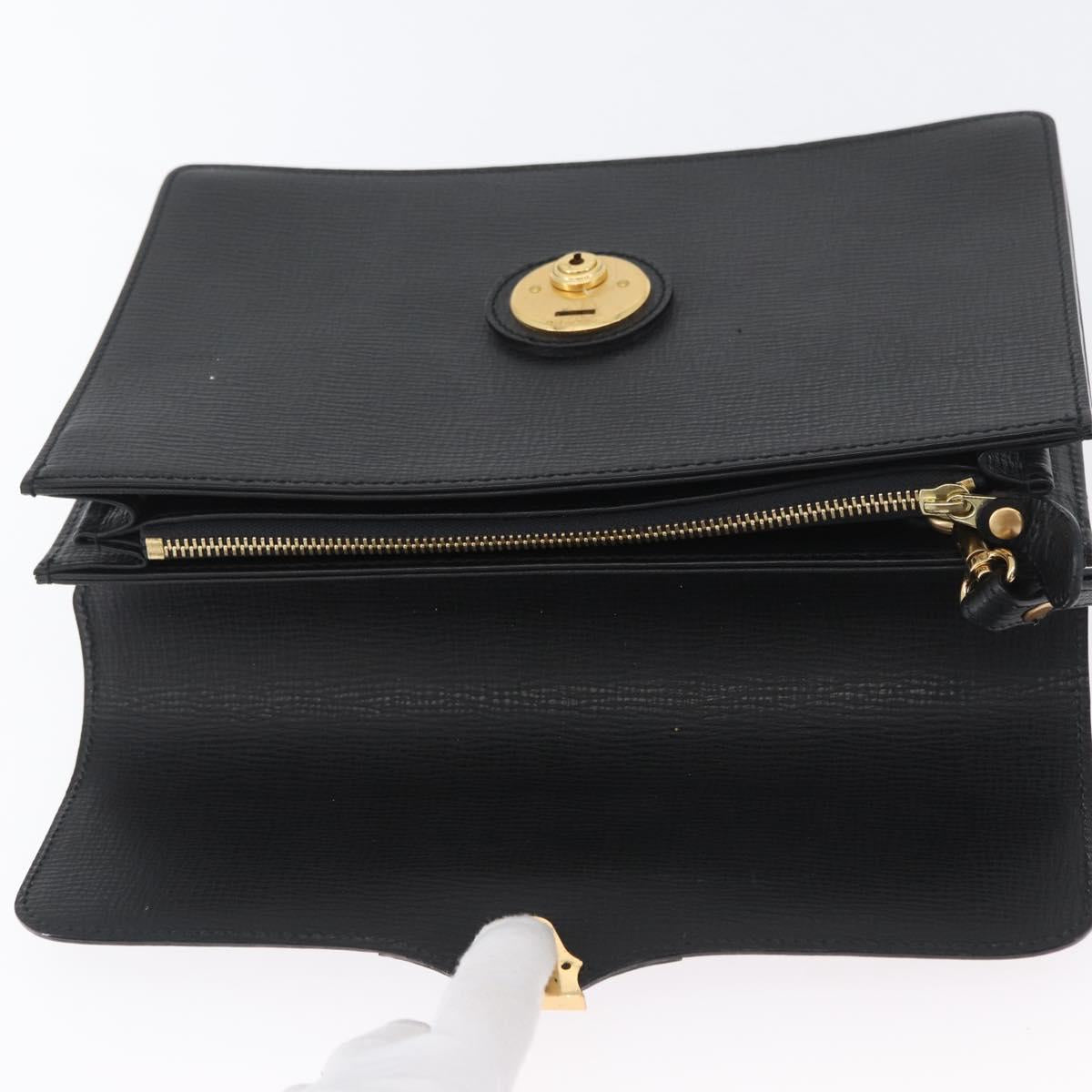 BURBERRY Clutch Bag Leather Black Gold Auth bs33867