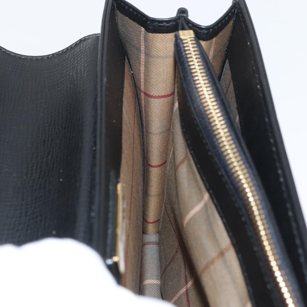 BURBERRY Clutch Bag Leather Black Gold Auth bs33867