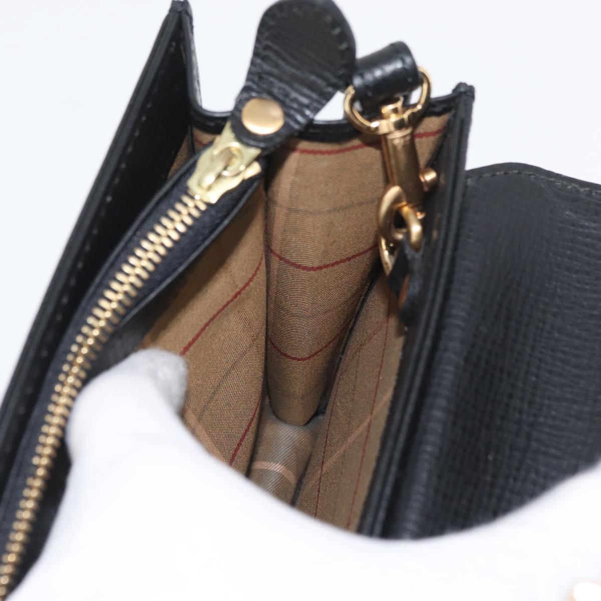 BURBERRY Clutch Bag Leather Black Gold Auth bs33867