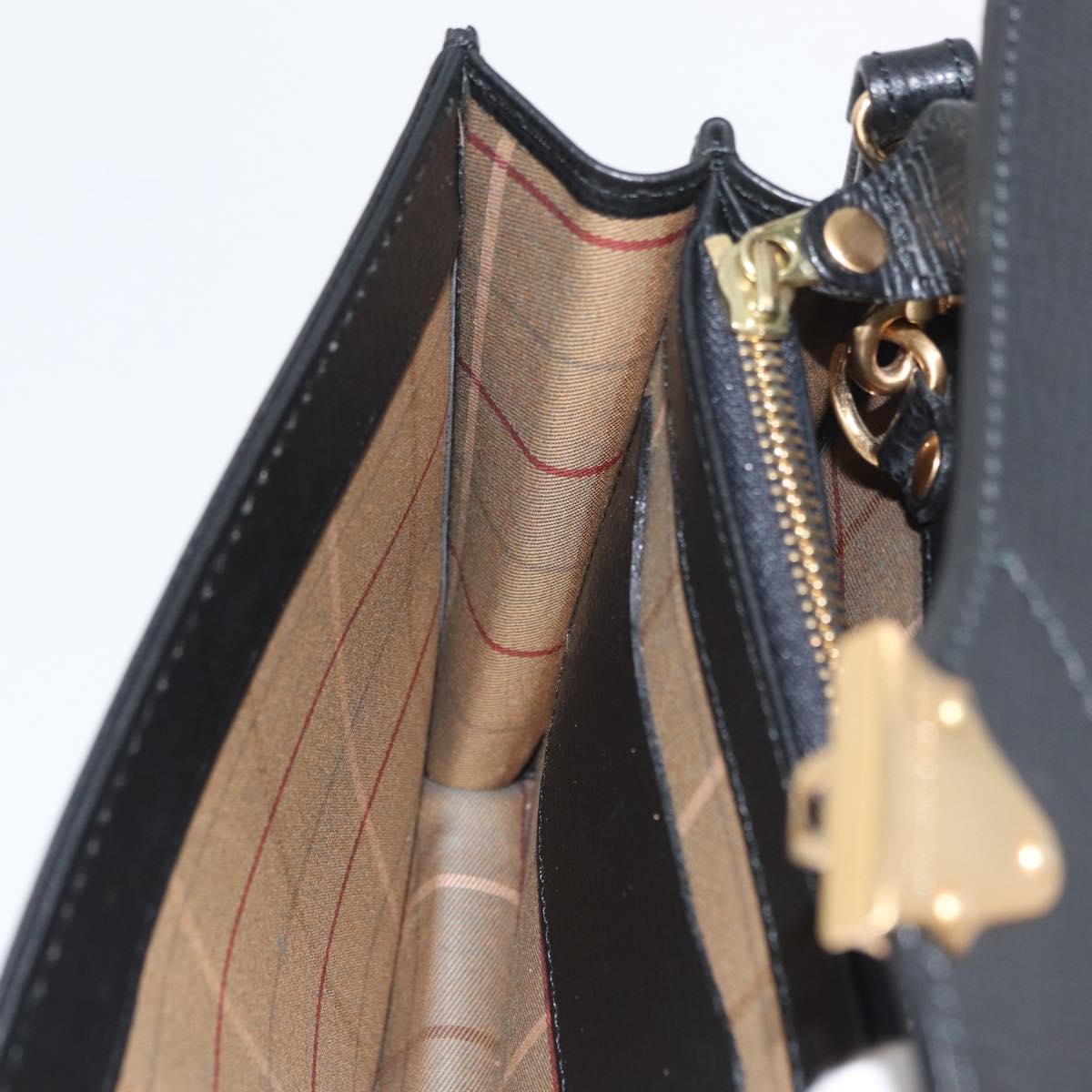 BURBERRY Clutch Bag Leather Black Gold Auth bs33867