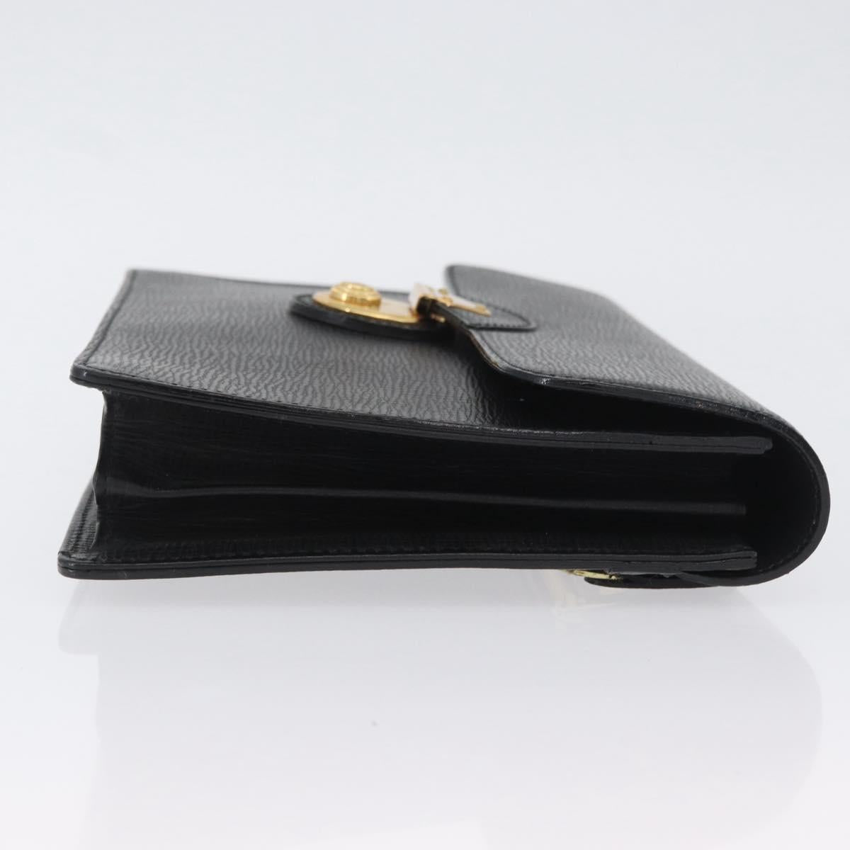 BURBERRY Clutch Bag Leather Black Gold Auth bs33867