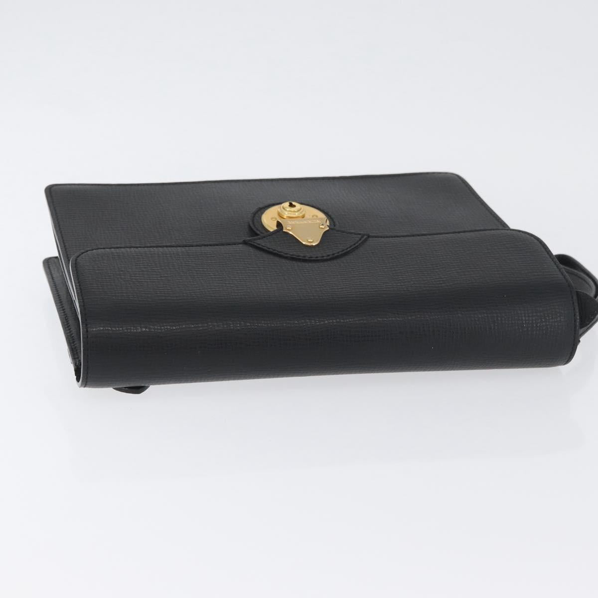 BURBERRY Clutch Bag Leather Black Gold Auth bs33867