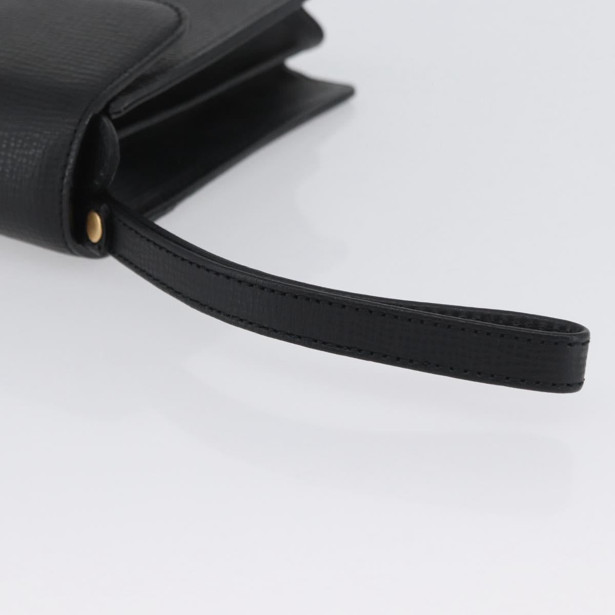 BURBERRY Clutch Bag Leather Black Gold Auth bs33867