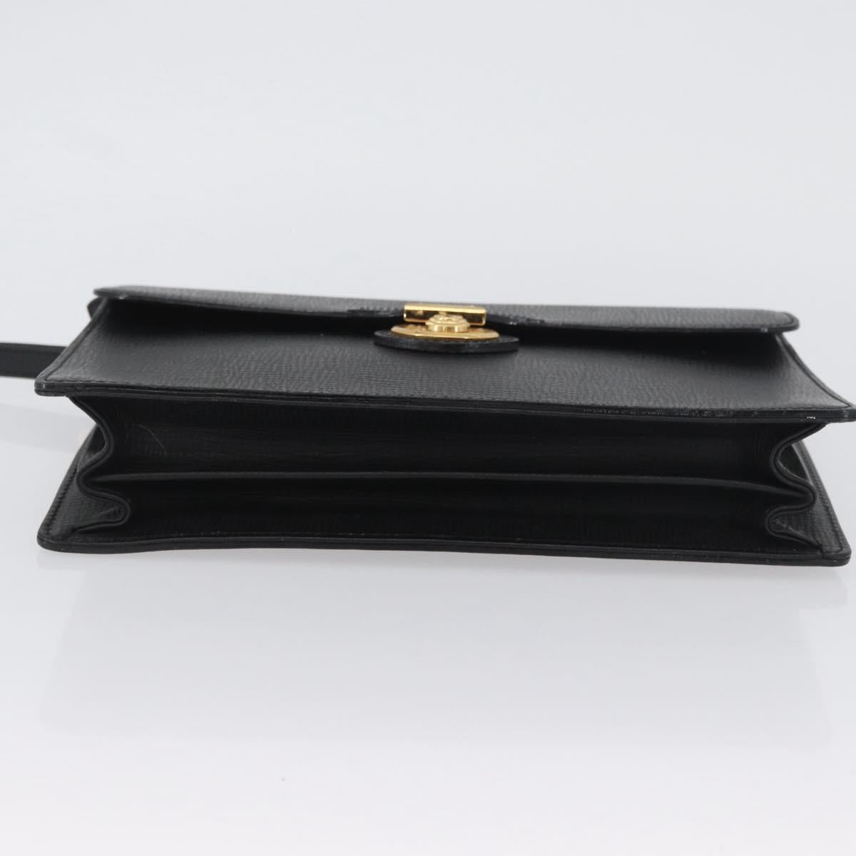 BURBERRY Clutch Bag Leather Black Gold Auth bs33867