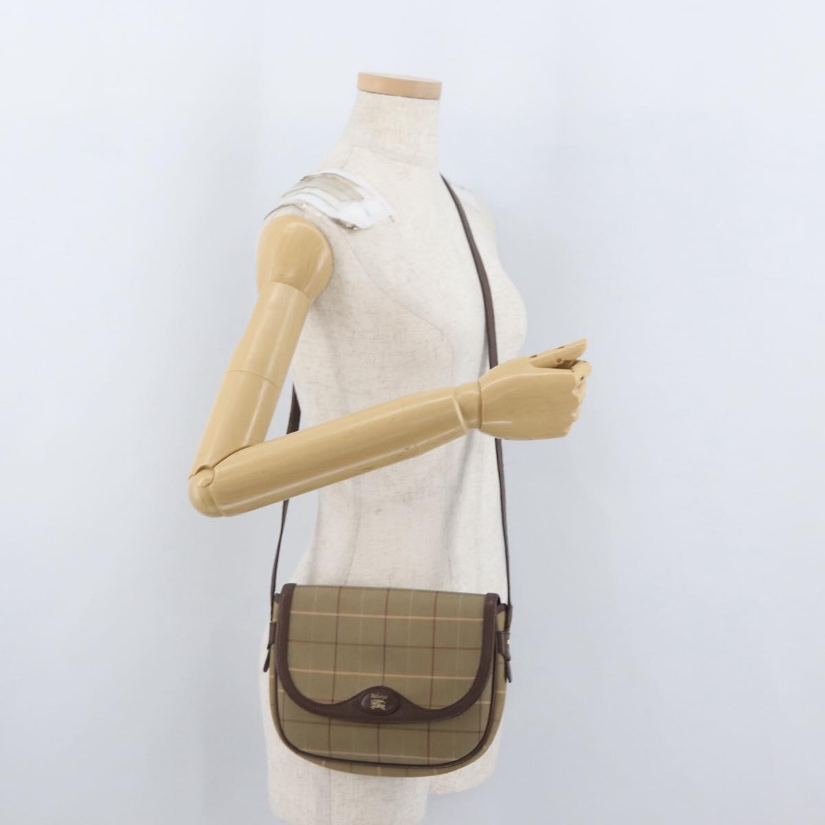 Burberrys Nova Check Shoulder Bag Canvas Brown Gold Auth bs33868