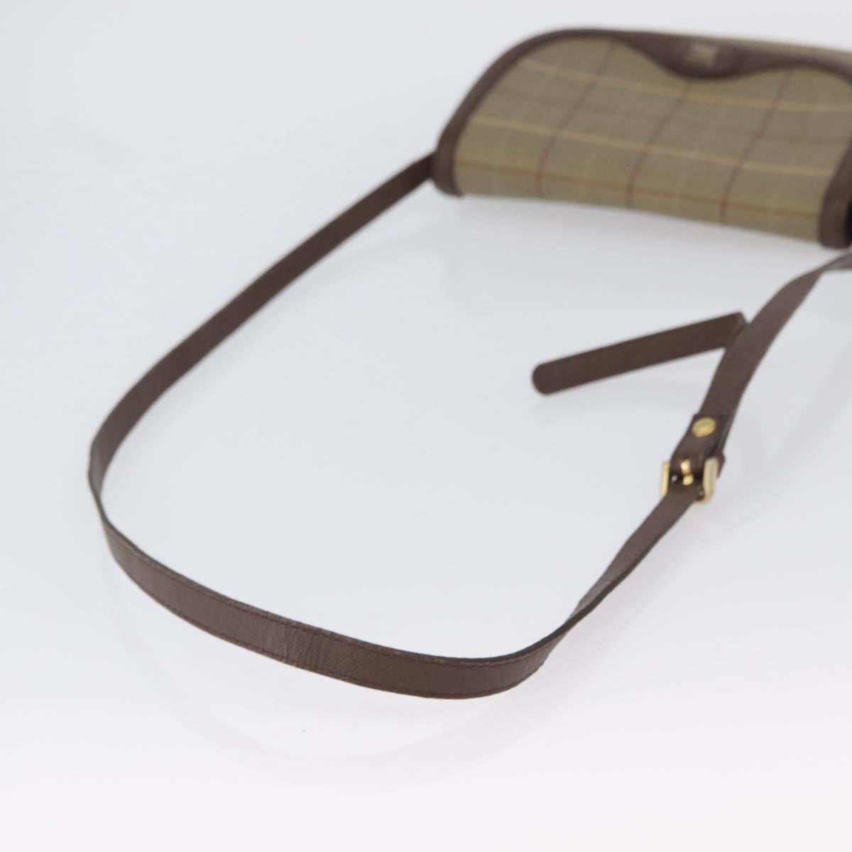 Burberrys Nova Check Shoulder Bag Canvas Brown Gold Auth bs33868