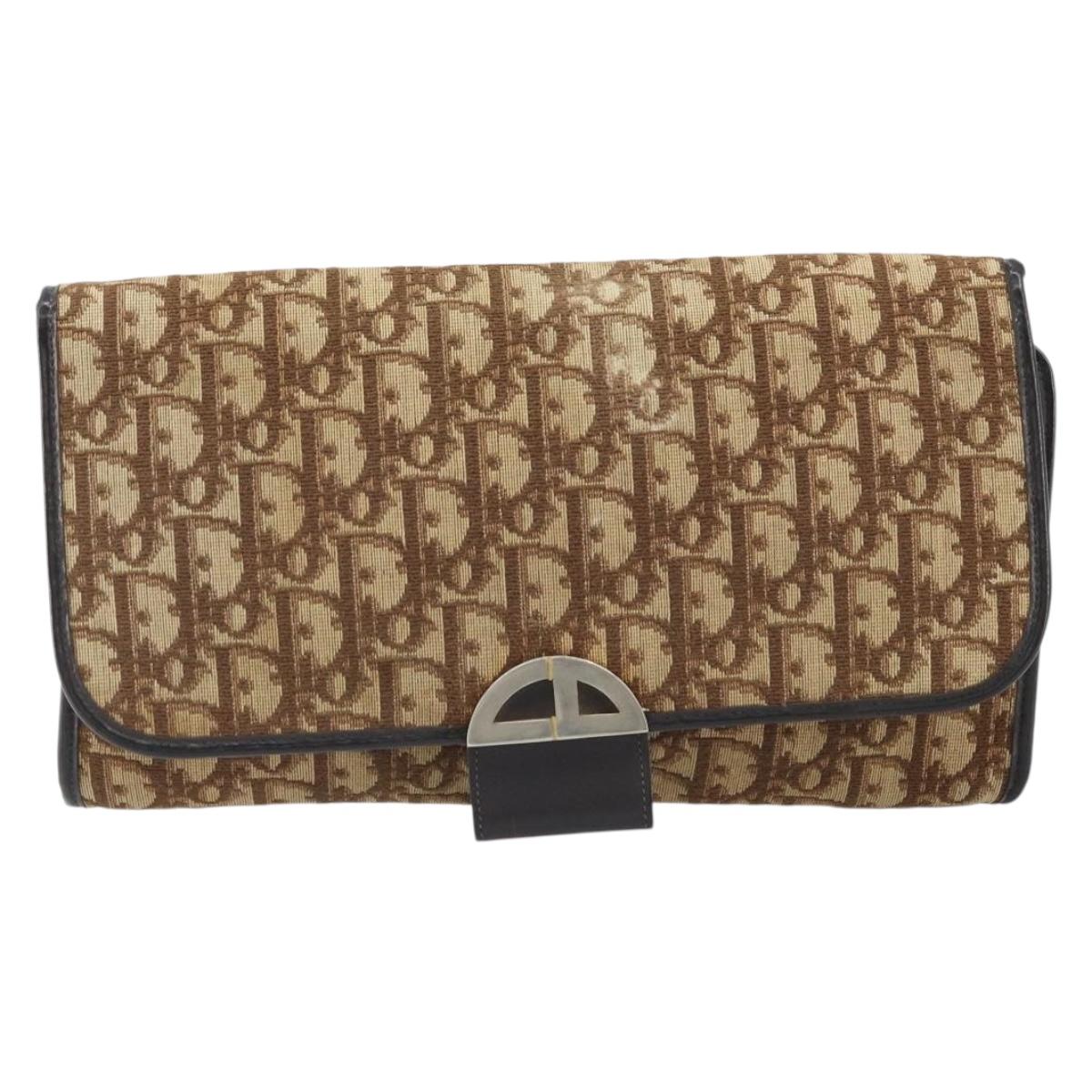Christian Dior Trotter Canvas Shoulder Bag Brown Auth bs33870