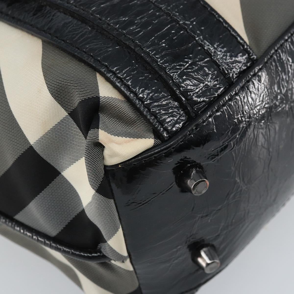 BURBERRY Nova Check Tote Bag Nylon Black Silver Auth bs33871