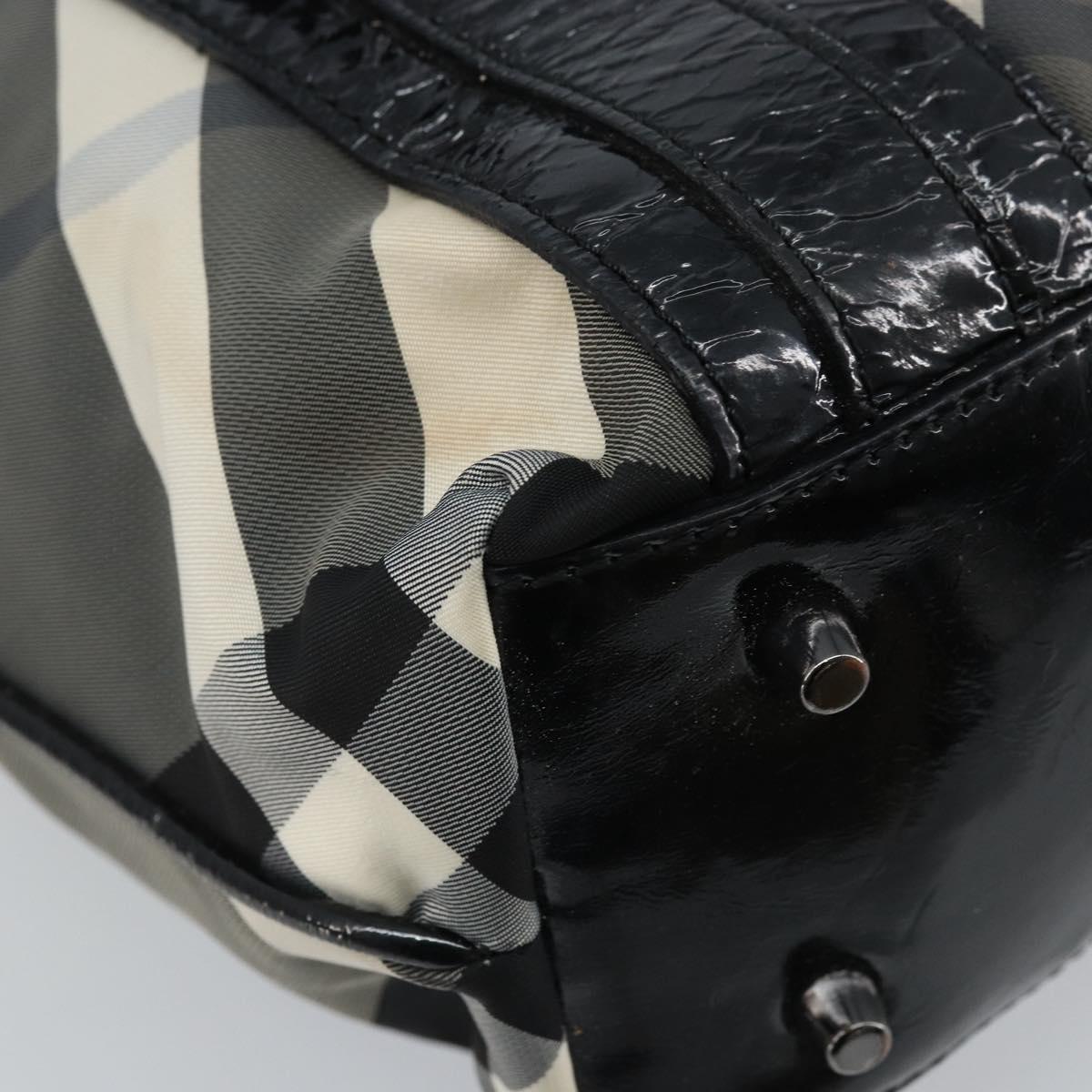 BURBERRY Nova Check Tote Bag Nylon Black Silver Auth bs33871