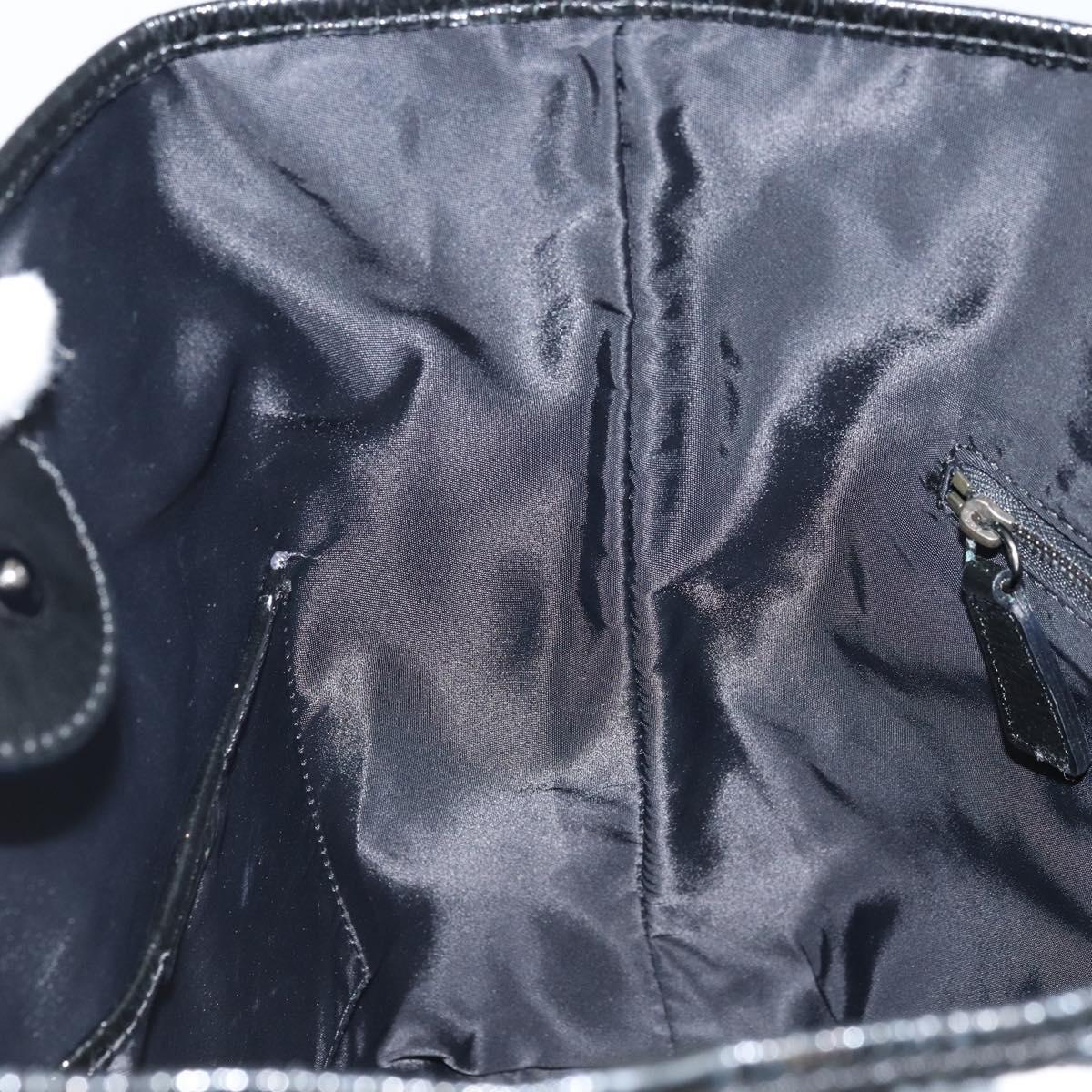 BURBERRY Nova Check Tote Bag Nylon Black Silver Auth bs33871